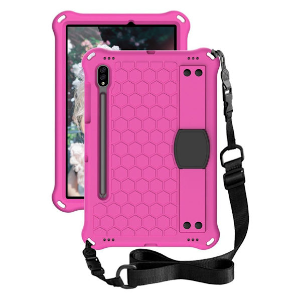 Honeycom mønster eva combo etui til Samsung Galaxy Tab S7 - Rose / sort Pink