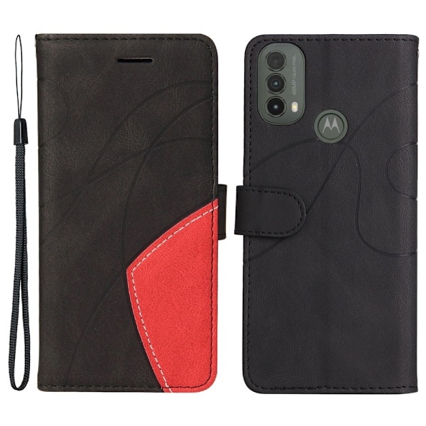 Tekstureret Læder Etui med Strop TilMotorola Moto E30 / E40 / E20 - Sort Black