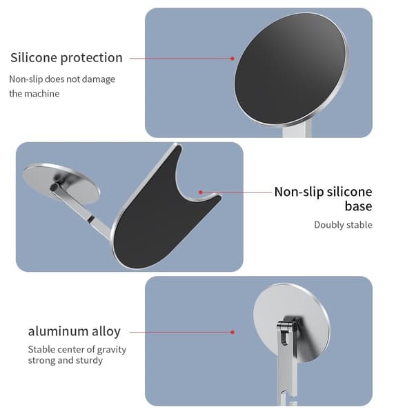 Universelt foldbart telefonopladningsstativ i aluminiumslegering - Sølv Silver grey