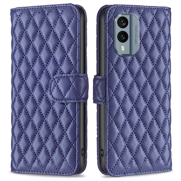 Rhombus mat Nokia X30 flip etui - Blå Blue