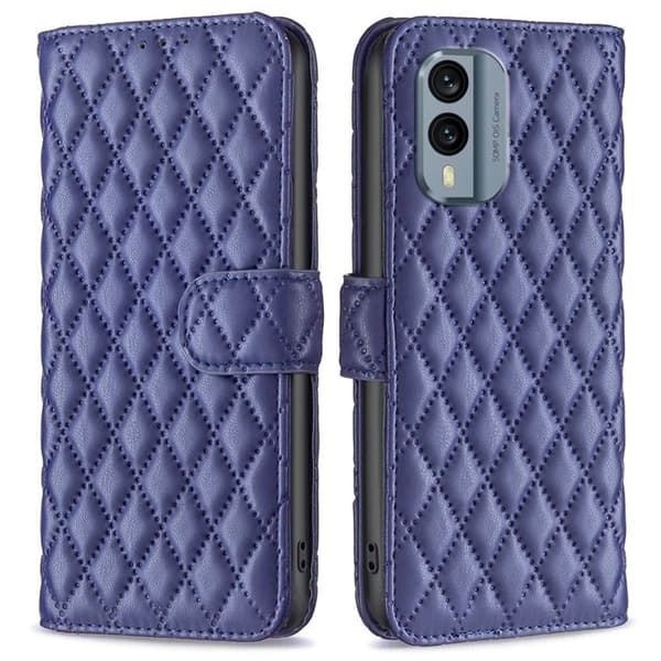 Rombuskuvioinen matta läppäkotelo Nokia X30 - Sininen Blue
