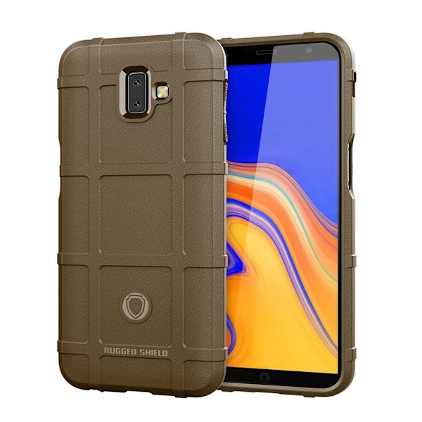 Samsung Galaxy J6 Plus (2018) mjukt fodral med rutnätsstruktur - Brun Brun
