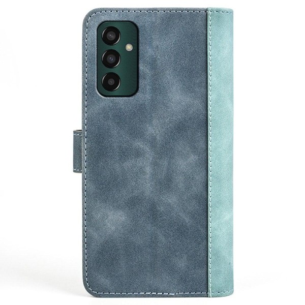 To Farvet Læder Flip Case til Samsung Galaxy M13 4g - Blå Blue