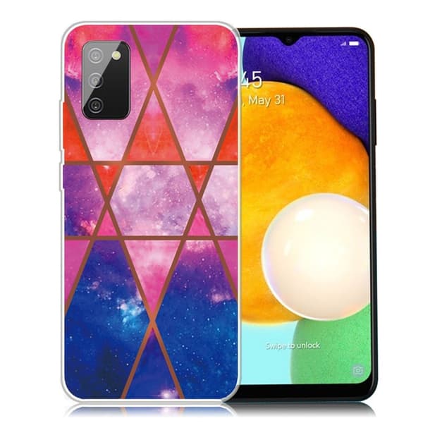 Marble design Samsung Galaxy A03s cover - Rose / Orange / Blå Multicolor