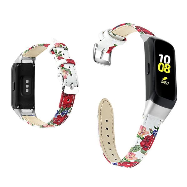 Samsung Galaxy Fit urrem i ægte læder - Farverig Blomst Multicolor
