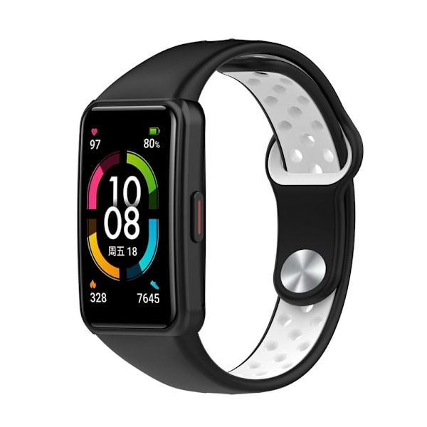 Huawei Band 6 / Honor Band 6 dobbeltfarvet silikone-urrem - Sort / Hvid Black