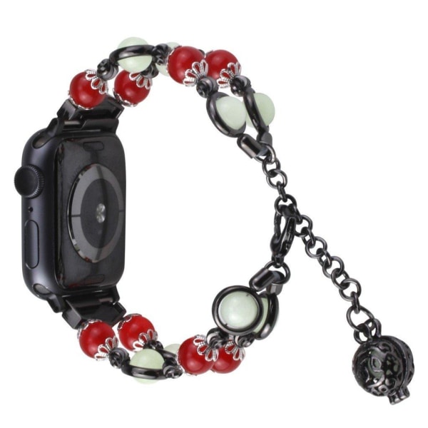 Luminous bead rustfrit stål rem til Apple Watch Series 6 / 5 44mm - rød / sort Red