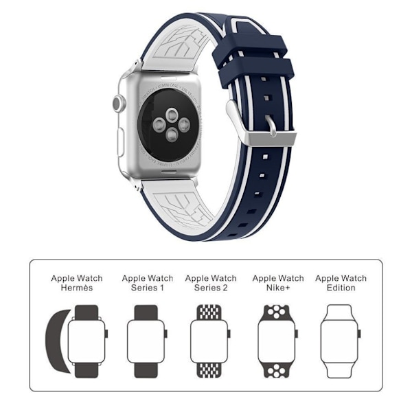 Apple Watch 38mm kontrast farve silikone urrem - blå / Hvid Multicolor