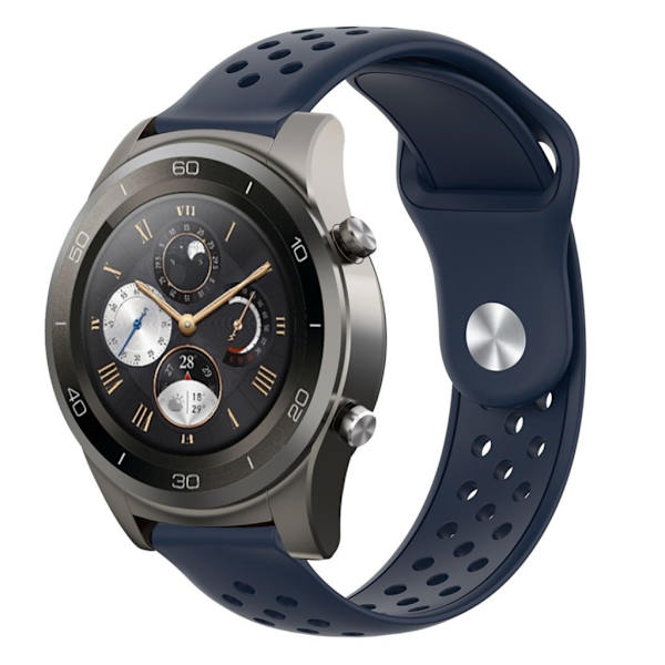 22mm Huawei Watch 2 Pro silikone Urrem - Sort Blue Black