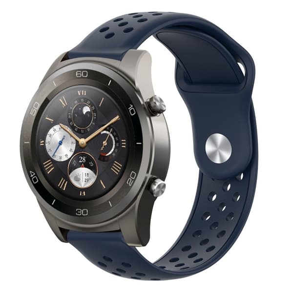 22mm Huawei Watch 2 Pro silikoninen kellonauha - Musta Sininen Black