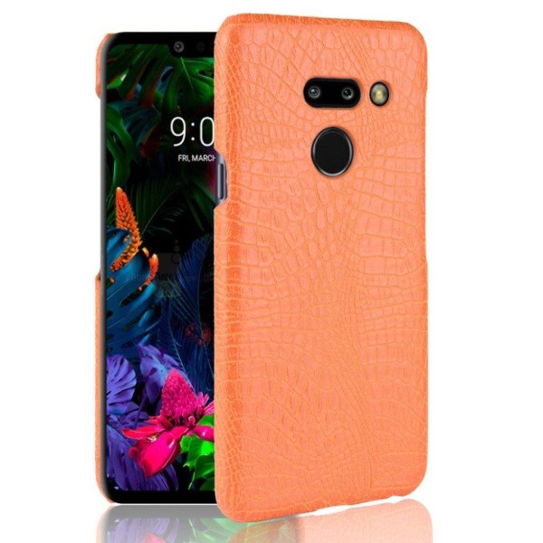 LG G8 ThinQ krokotiilinnahan tuntuinen suojakotelo  - Oranssi Orange