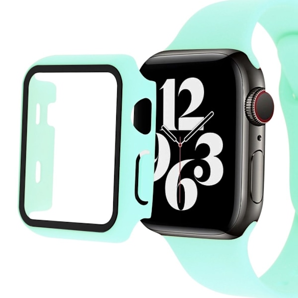 Apple Watch SE 2022 (44mm) cover with tempered glass screen protector - Cyan Grön