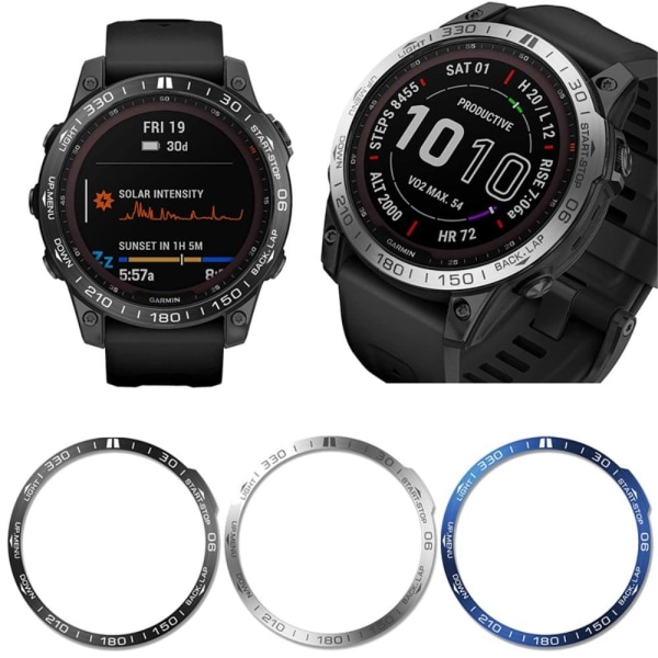 Garmin Fenix 7 sportig skala med ram i rostfritt stål - Svart / Vit Svart