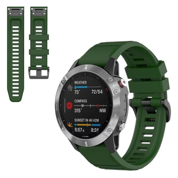 Garmin Fenix 6X Pro silikoninen kellonauha - Tummanvihreä Green
