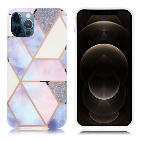 Marble iPhone 12 / 12 Pro Etui - Lyselilla Pink