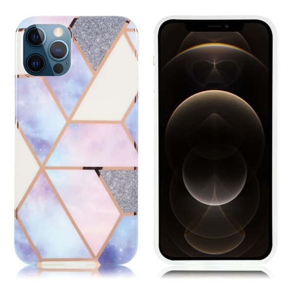 Marmormotiv iPhone 12 Pro / iPhone 12 skal - Ljust Lila Rosa