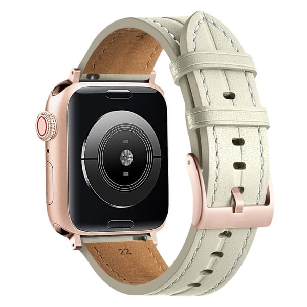 Apple Watch Series 8 (41mm) urrem i ægte læder - Beige Brown