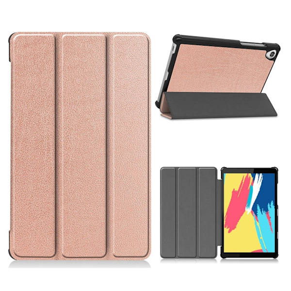 Lenovo Tab M8 cool tri-fold læder flip case - Rødguld Pink