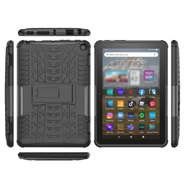 Dekkmønstret kickstand-etui for Amazon Fire 8 HD (2022) - Svart Black