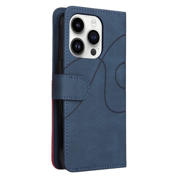Teksturoitu nahkakotelo hihnalla iPhone 15 Pro - Sininen Blue