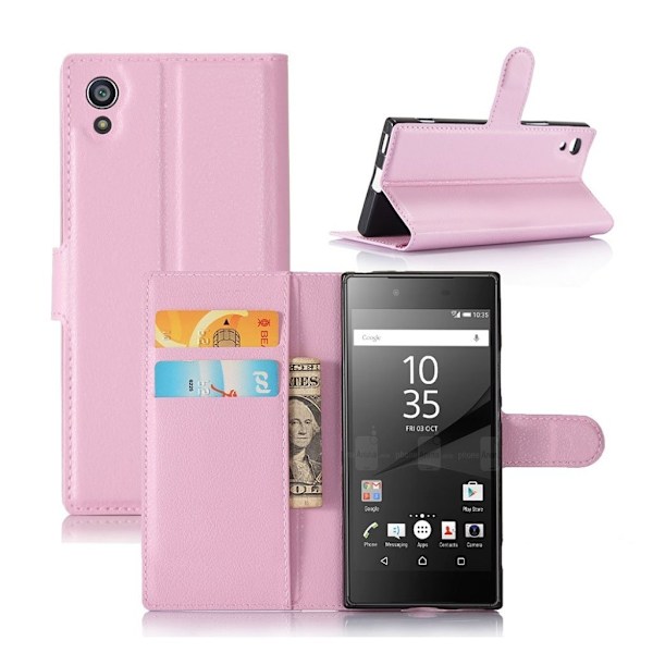 Sony Xperia XA1 stilfuldt læder-etui - Lyserød Pink
