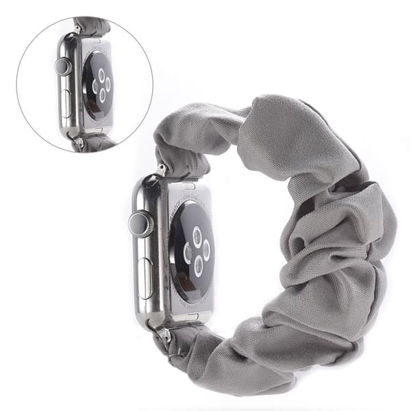 Apple Watch Series 5 44mm kangaskuvioinen kellonauha - Vaalean Harmaa Silver grey