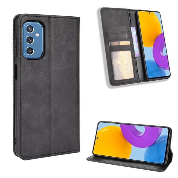 Bofink Vintage Samsung Galaxy M52 5G Nahkakotelo - Musta Black