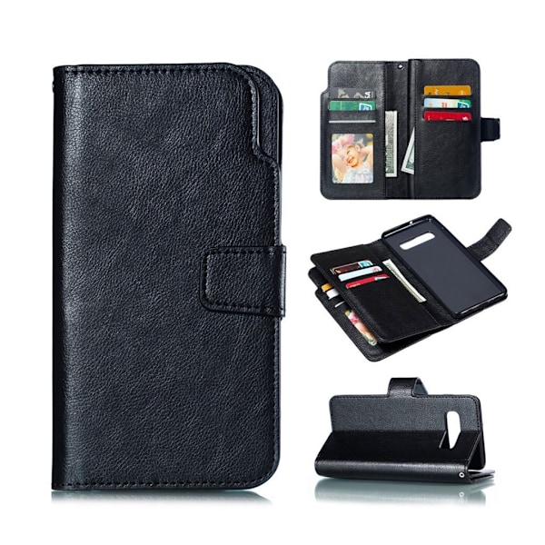 Crazy Horse Samsung Galaxy S10 Plus læder flip etui - Sort Black