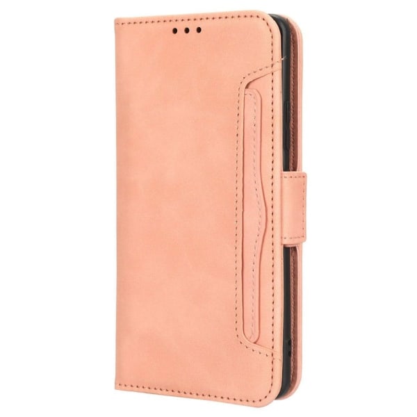 Stilfuldt Læder Etui med Pung til Xiaomi Poco M4 5G - Lyserød Pink