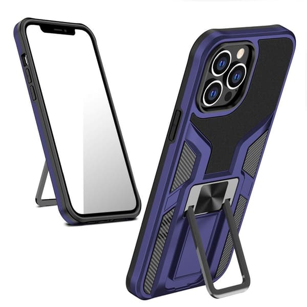 Stødsikkert hybridcover med kickstand til iPhone 13 Pro Max - Mørkeblå Blue