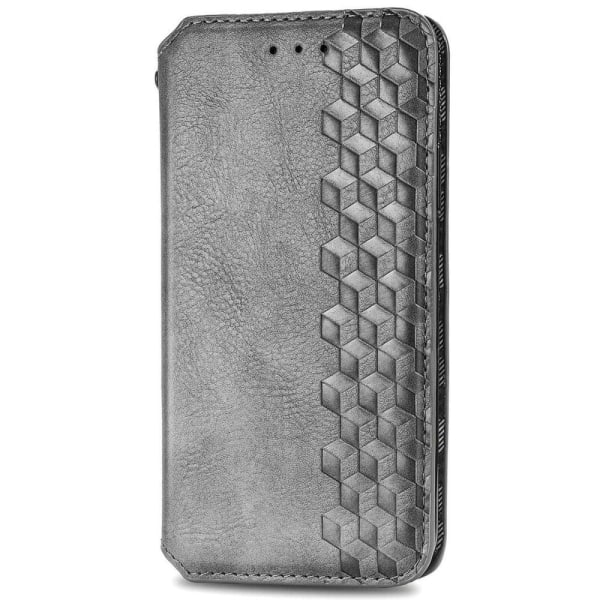 Nahkakotelo With A Stylish Rhombus Imprint For Motorola Edge 30 - Harmaa Silver grey