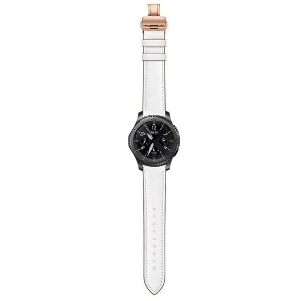 Samsung Gear S3 / S3 Frontier aito nahkainen ranneke - Ruusukulta / Valkoinen White