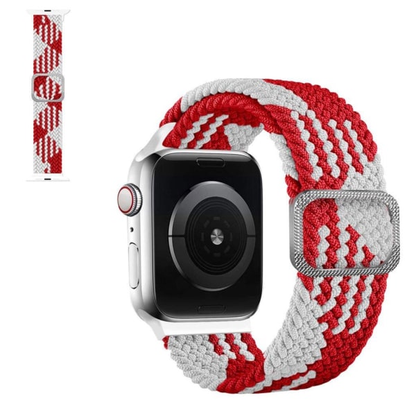 Apple Watch 42mm - 44mm nylonflettet urrem - Rød Og Hvid Red