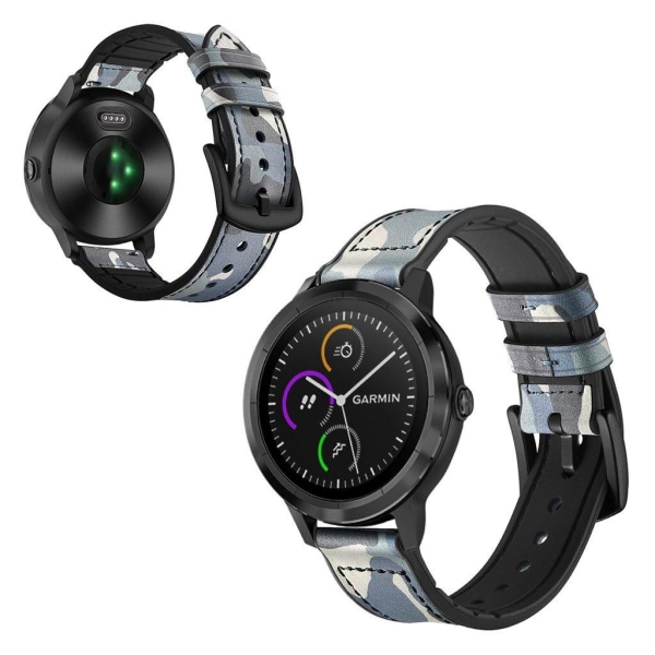 Garmin Vivoactive 3 / Vivomove HR ægte læder Urrem - Babyblå / Camouflage Blue