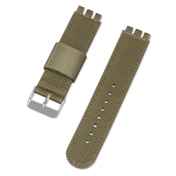 17mm Universal nylon + canvas watch strap silver buckle - Army G Green