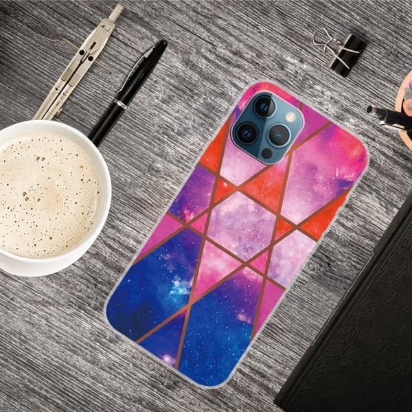 Marble iPhone 15 Suojakotelo - Rose / Oranssi / Sininen Pink