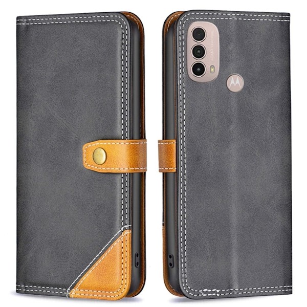 BINFEN tvåfärgat läder Motorola Moto E30 / Motorola Moto E40 fodral - Svart Svart