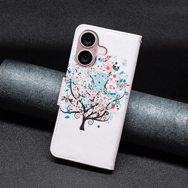 Wonderland iPhone 16 Plus flip-etui - Blomstertre Pink