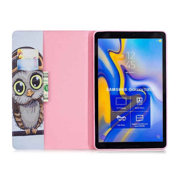 Samsung Galaxy Tab A 10.5 mönstrat flipfodral i läder - Vacker Uggla multifärg