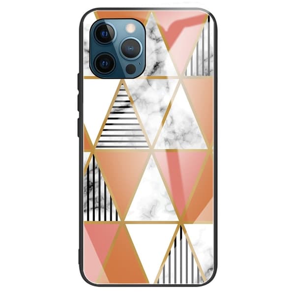 Fantasy Marmor iPhone 15 Pro Max skal - Orange / Svart / Vit Triangel Orange