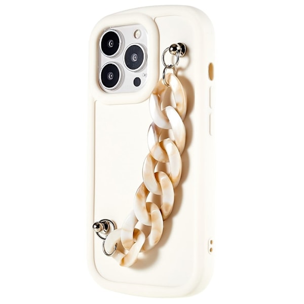 Marmormotiv iPhone 13 Pro skal - Gul / Vit Marmorkedja Vit