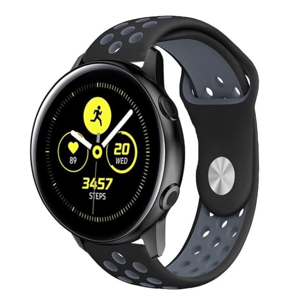 Samsung Galaxy Watch Active kaksivärinen silikoninen ranneke - Musta / Harmaa Silver grey