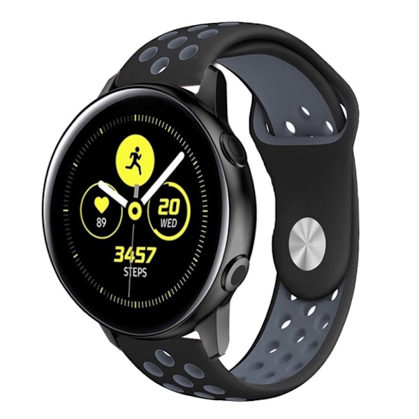 Samsung Galaxy Watch Active tofarvet silikoneurrem - sort / grå Silver grey
