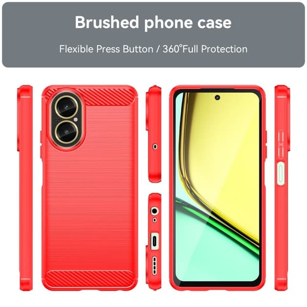 Carbon Flex Realme C67 deksel - Rød Red