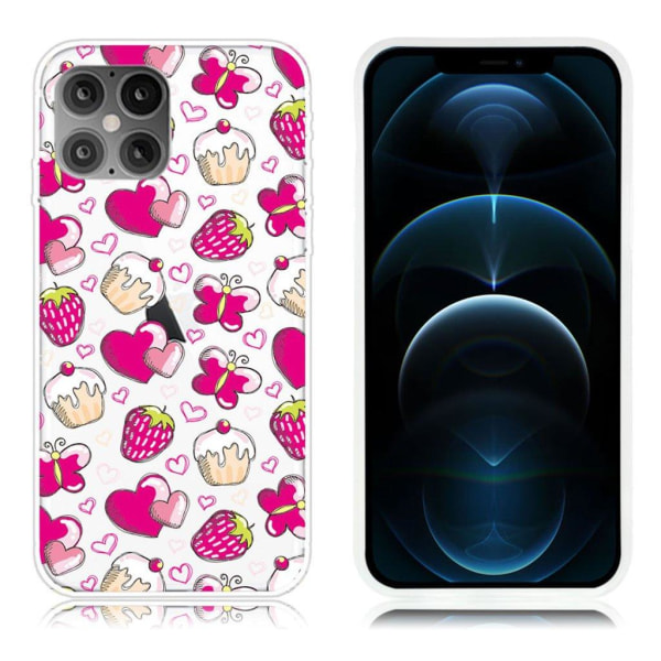 Mønstertryk af fleksibelt telefonetui iPhone 12 Pro Max 6,7 tomm Pink