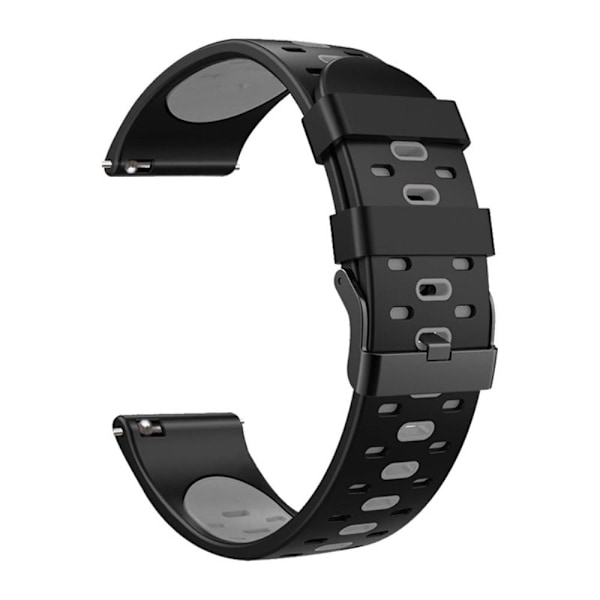 22 mm universal klockarmband i tvåfärgad silikon - Svart / Grå Svart