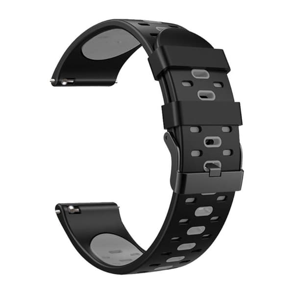 22 mm universal tofarvet silikone-urrem - Sort / Grå Black