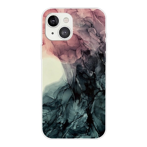 Marble design iPhone 14 cover - Lyserød Og Grøn Marmor Multicolor