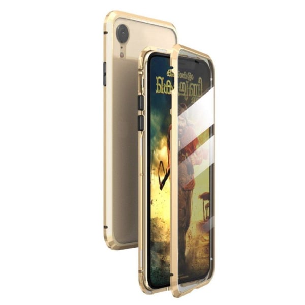 iPhone Xr magneettinen absorptio lasi suojakotelo - Kulta Gold