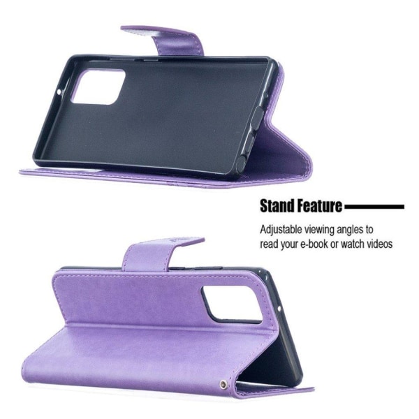 Butterfly Samsung Galaxy Note 20 Flip Etui - Lilla Purple